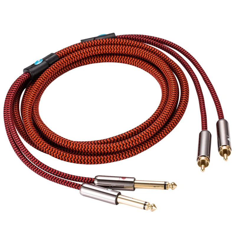 Premium Audio Cable Dual 6.35mm to Dual RCA for Mixer