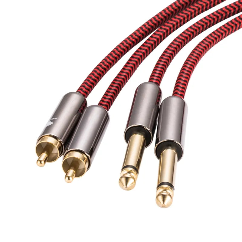 Premium Audio Cable Dual 6.35mm to Dual RCA for Mixer