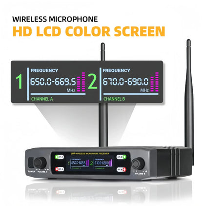 Professional Wireless Microphone System Dual Channel