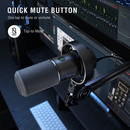 FIFINE Microphone with Mute/Volume Gain