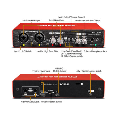 FREEBOSS Audio Interface Professional 192KHz