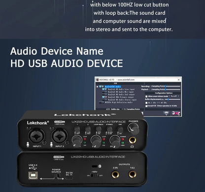 UX22 Audio Interface Soundcard 24-Bit/192kHz