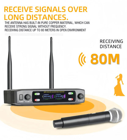 Professional Wireless Microphone System Dual Channel