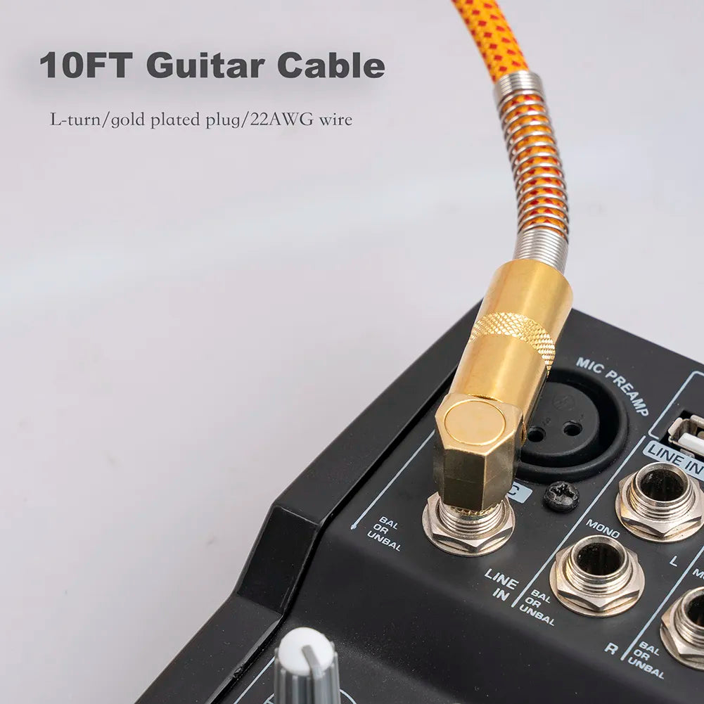 Gold-plated Connector Right Angle To Straight Guitar