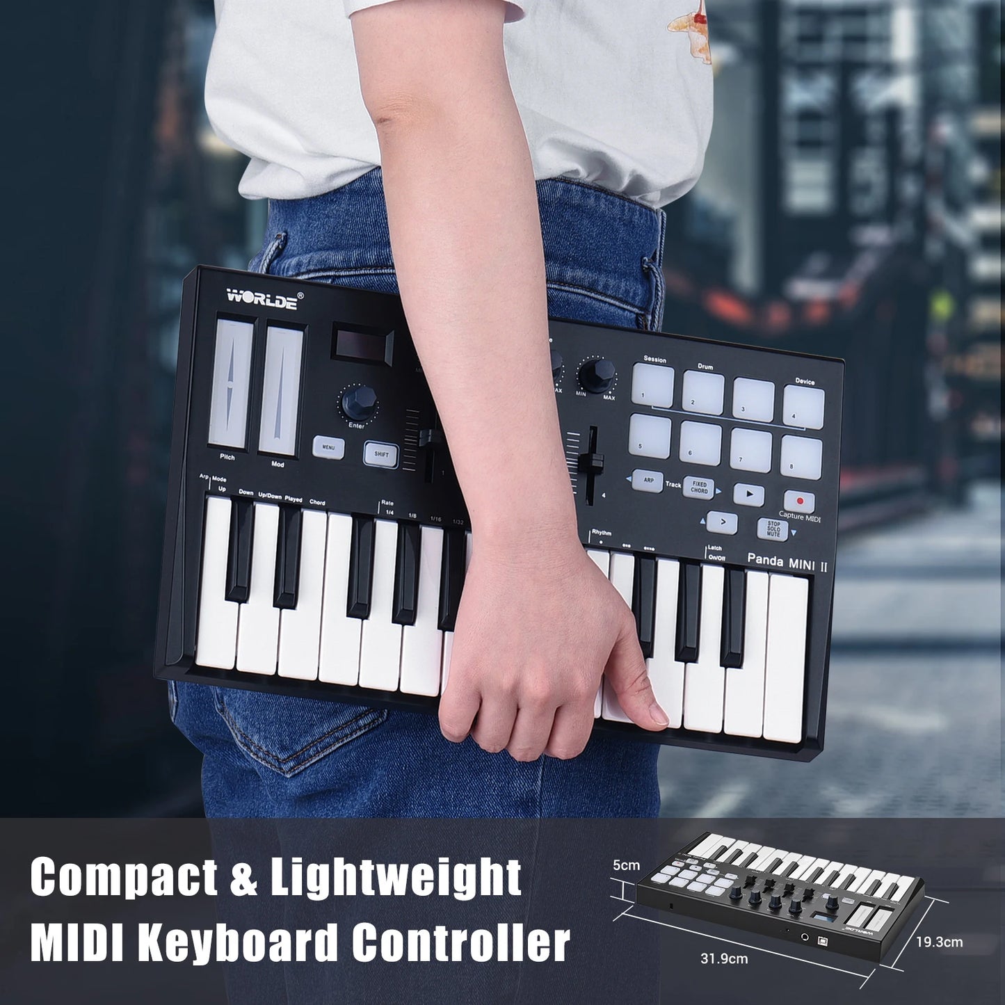 WORLDE Panda MINI II 25-Key USB MIDI Keyboard