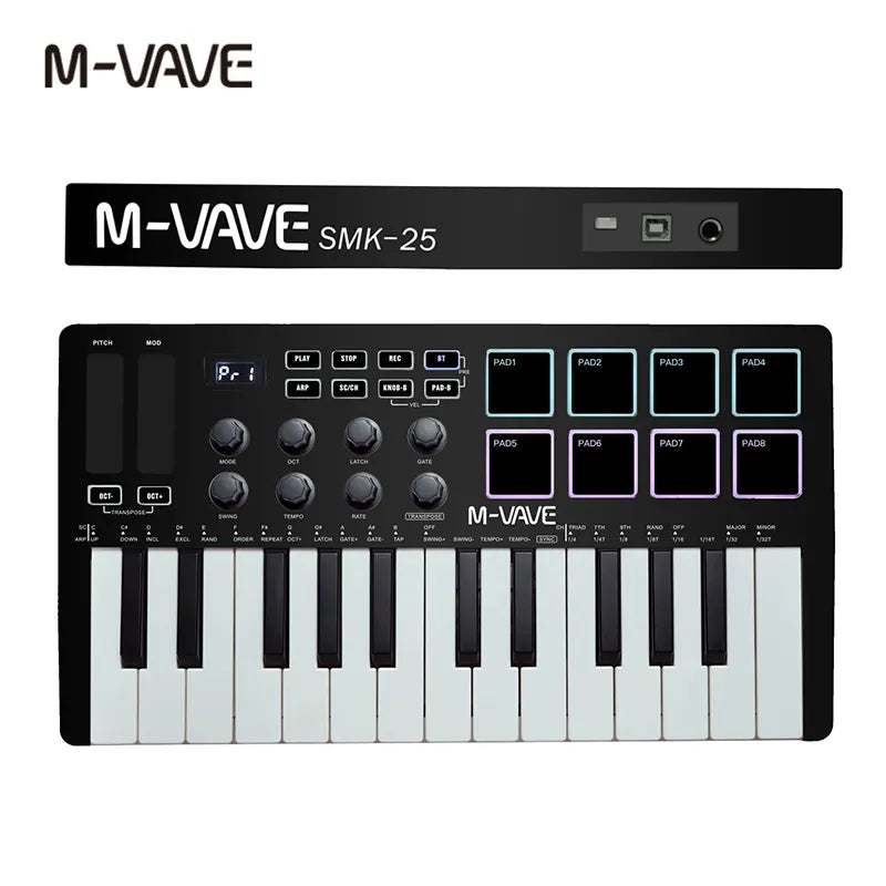 M-VAVE Portable MIDI 25-Key USB MIDI Keyboard Controller