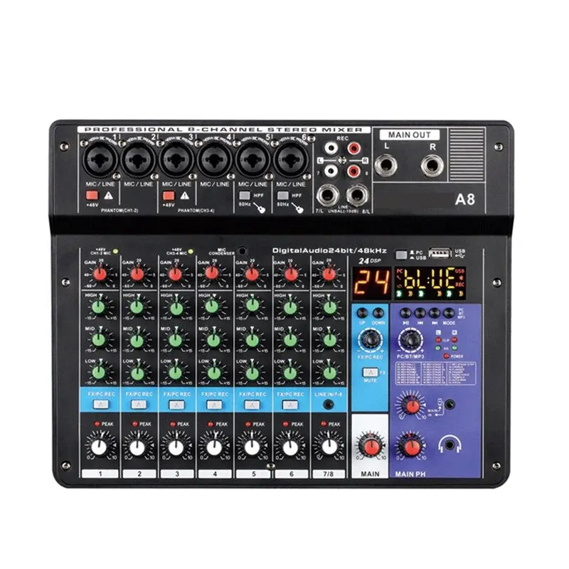 Professional Audio Mixer 8-Channel