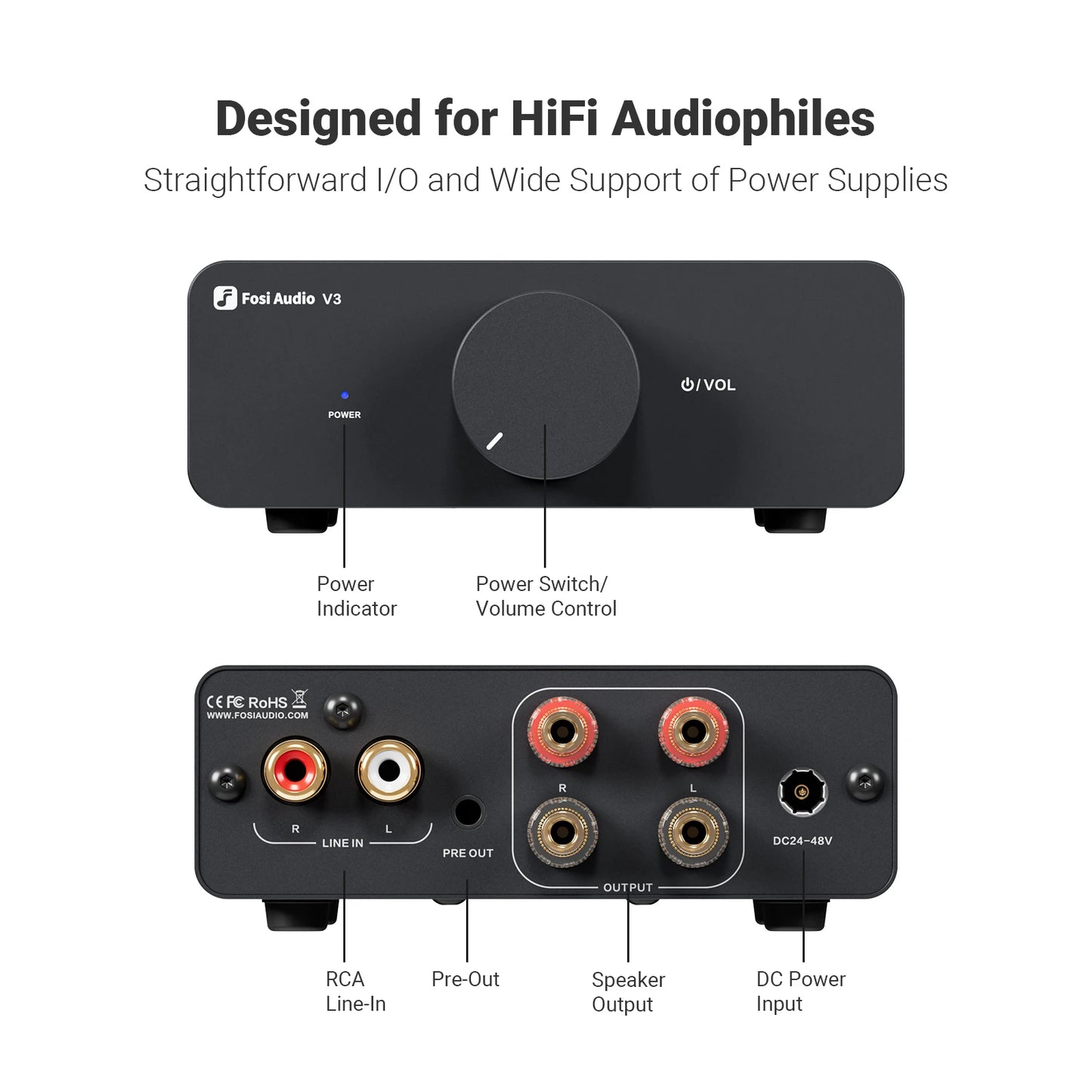 Fosi Audio V3 Stereo Power Amplifier 300W x2