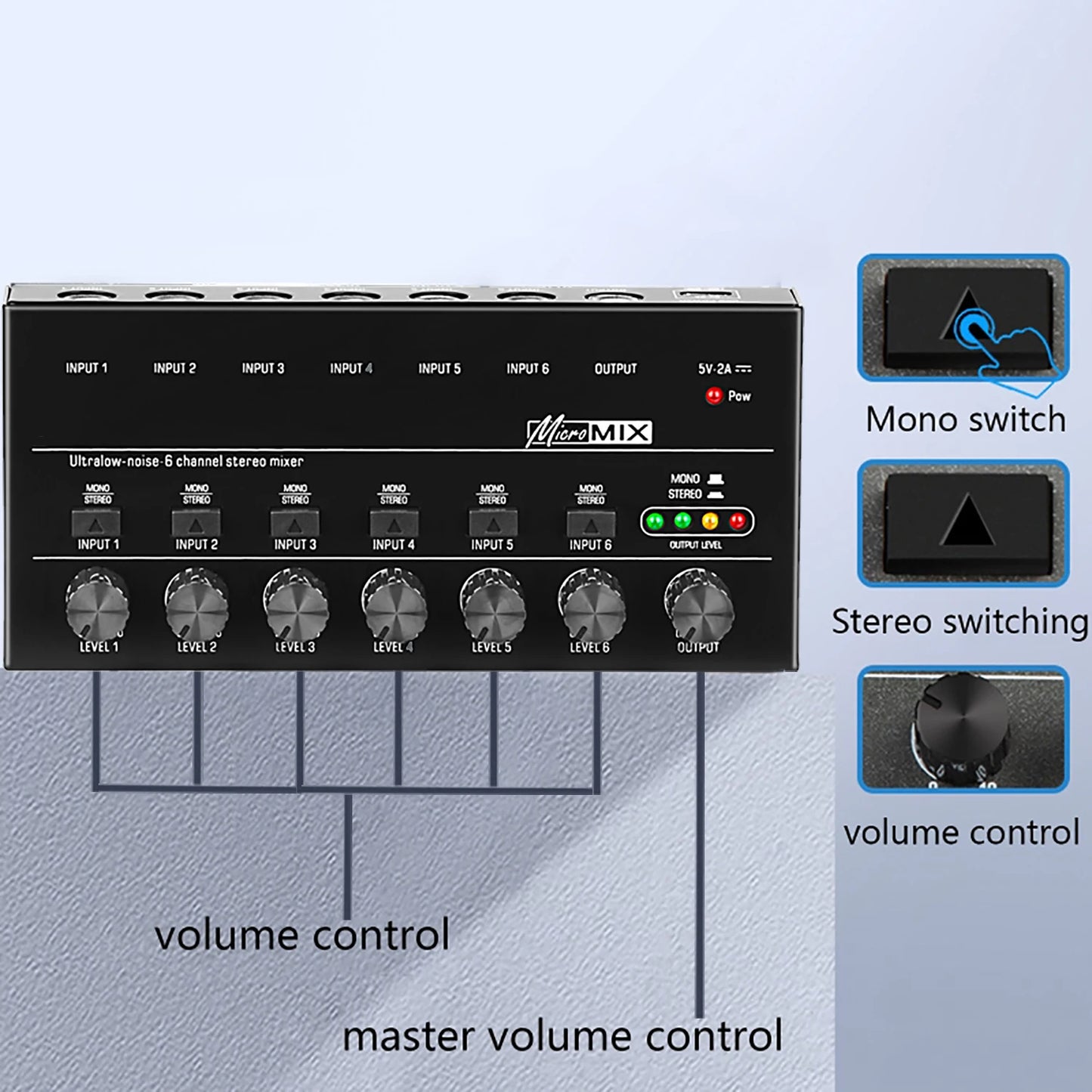 4 6 8 Channels Stereo Mixer Mini Professional Sound